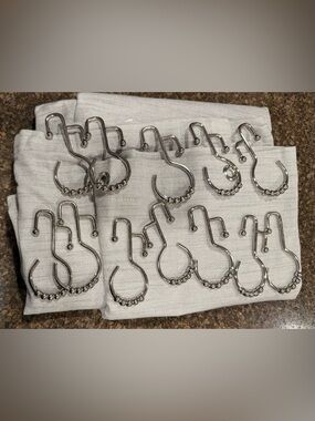 Shower Curtain Light Gray with 12 hooks Length 67” x Width 72”